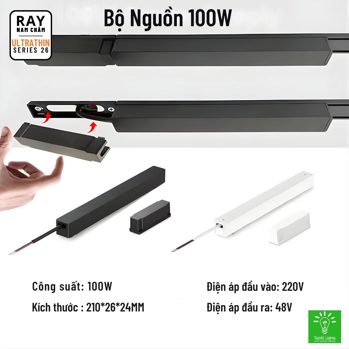 HỆ ĐÈN RAY NAM CHÂM ULTRATHIN - GIẢI PHÁP THI CÔNG LẮP NỔI TIỆN LỢI NGUỒN 100W
